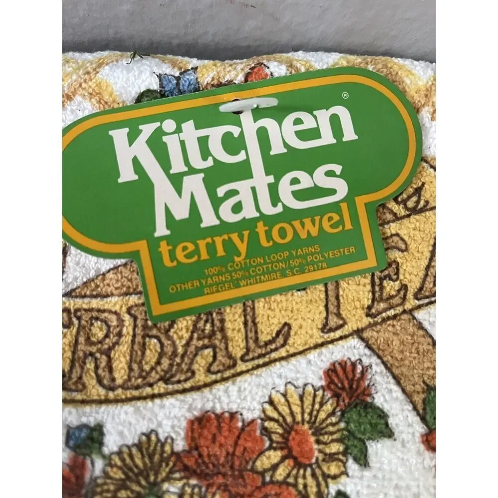 Vintage Deadstock Kitchen Mates‎ Terry cloth Kitchen Towel Herbal Tea Camomile